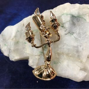 Goldtone Lumiere brooch beauty and beast character